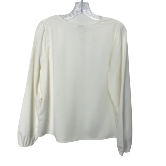 J Crew Long Sleeve Blouse Womens Medium Cream New Keyhole Neck New WOT - Picture 3 of 11